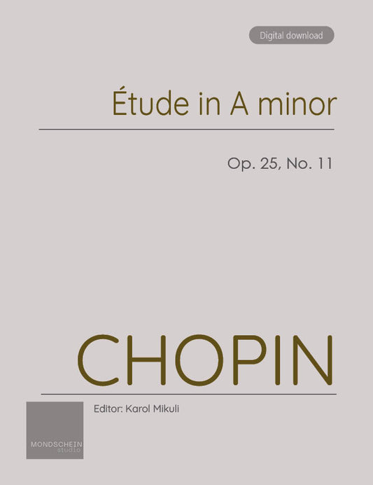 Chopin - Etude in A minor, Op. 25 No. 11 (PDF Sheet Music / Digital Download)