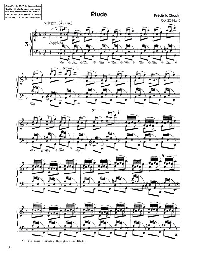 Chopin - Etude in F major, Op. 25 No. 3 (PDF Sheet Music / Digital Download)