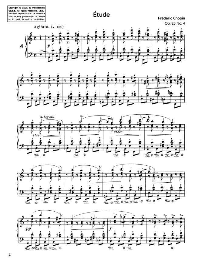 Chopin - Etude in A minor, Op. 25 No. 4 (PDF Sheet Music / Digital Download)