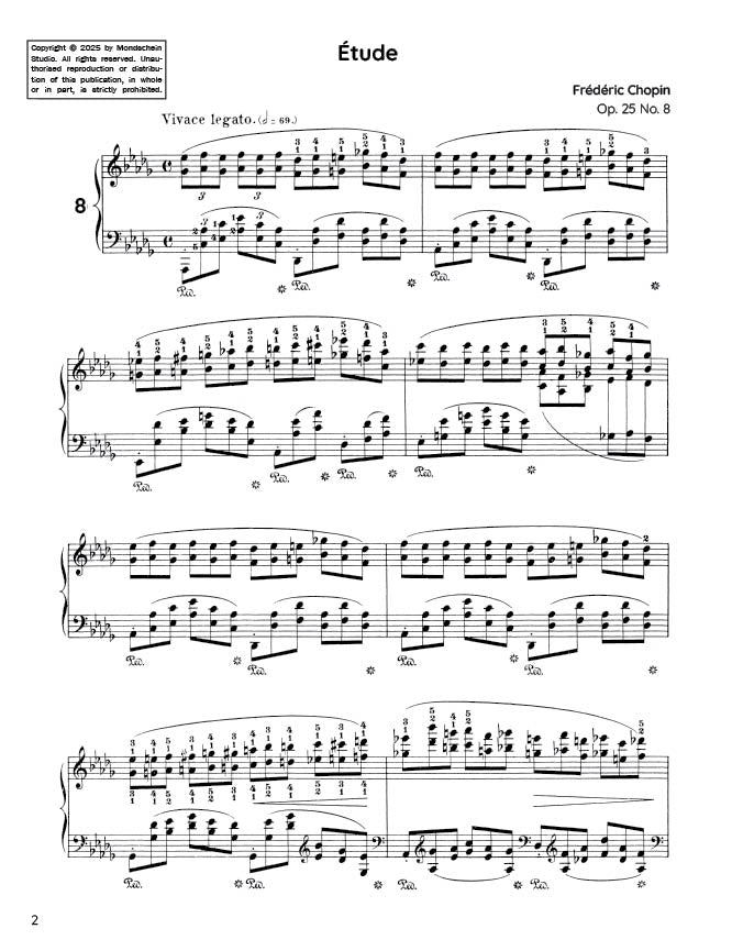 Chopin - Etude in D-flat major, Op. 25 No. 8 (PDF Sheet Music / Digital Download)
