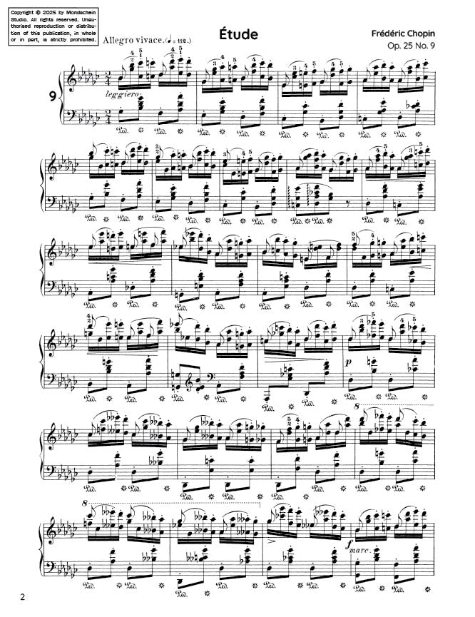 Chopin - Etude in G-flat major, Op. 25 No. 9 (PDF Sheet Music / Digital Download)