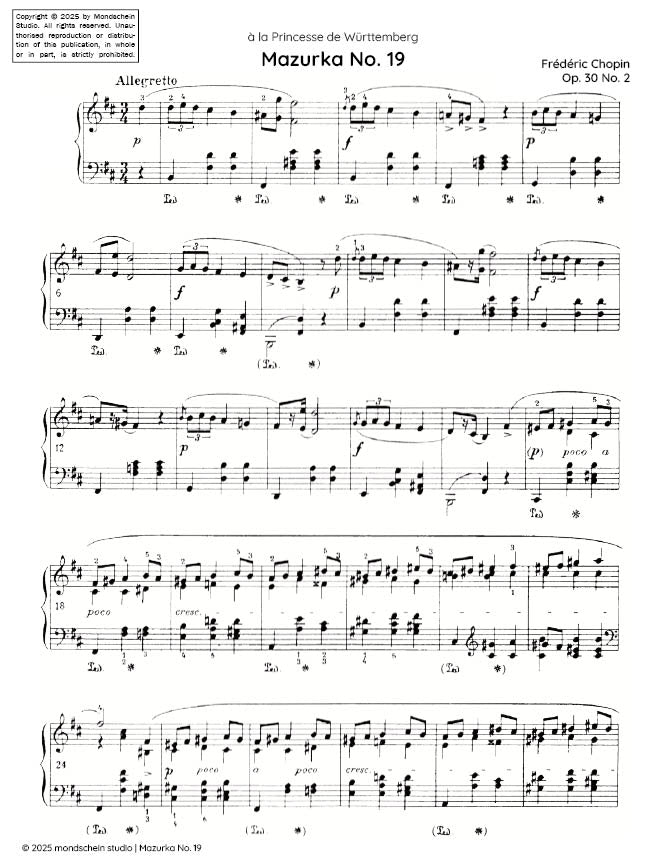 Chopin - Mazurka No. 19, Op. 30 No. 2 (PDF Sheet Music / Digital Download)