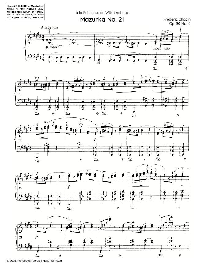 Chopin - Mazurka No. 21, Op. 30 No. 4 (PDF Sheet Music / Digital Download)