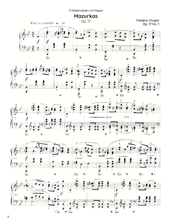 Chopin - 4 Mazurkas, Op. 17 (PDF Sheet Music / Digital Download)