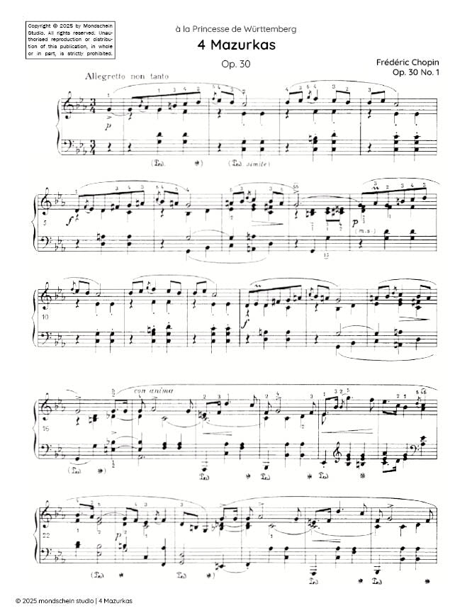 Chopin - 4 Mazurkas, Op. 30 (PDF Sheet Music / Digital Download)