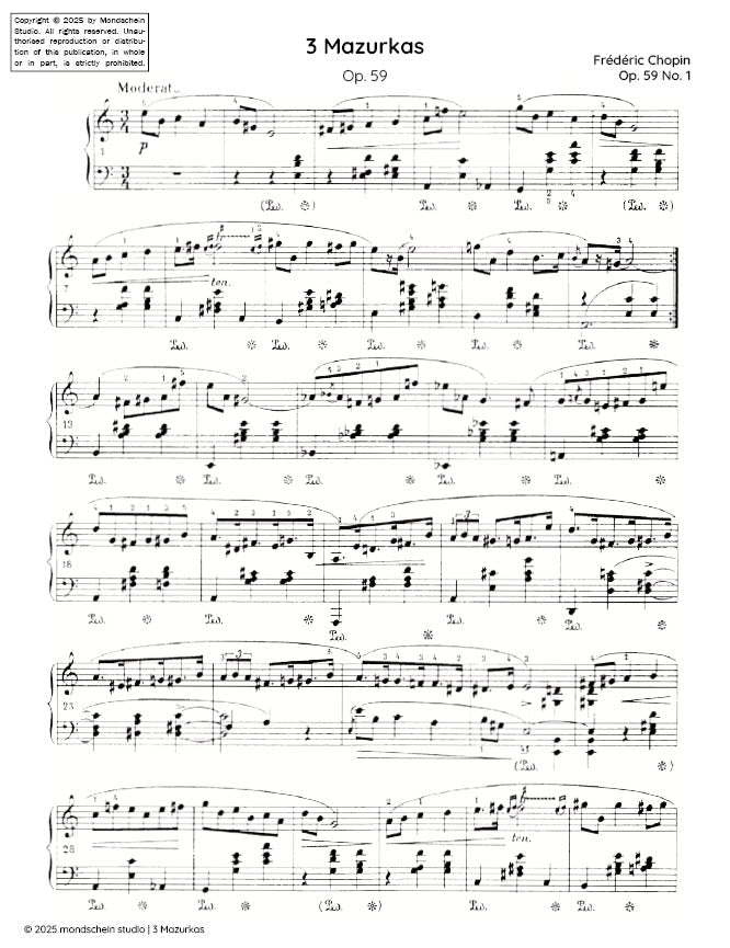 Chopin - 3 Mazurkas, Op. 59 (PDF Sheet Music / Digital Download)