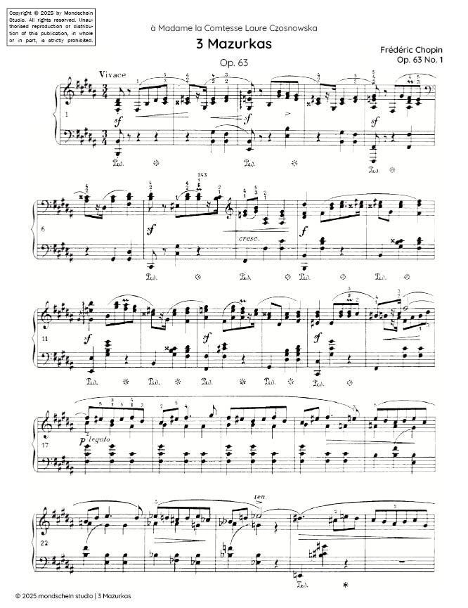 肖邦 - 3 首玛祖卡, Op. 63 (PDF 乐谱 / 数字下载)