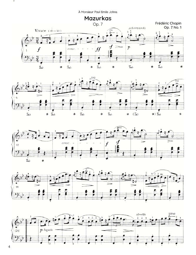 Chopin - 5 Mazurkas, Op. 7 (PDF Sheet Music / Digital Download)