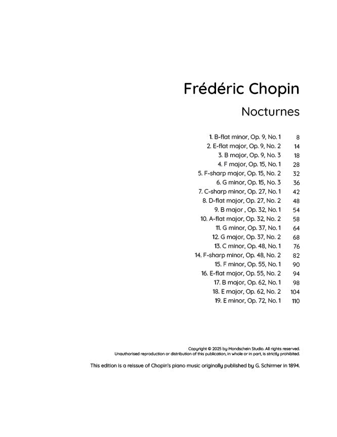 Chopin - Nocturnes (PDF Sheet Music / Digital Download)