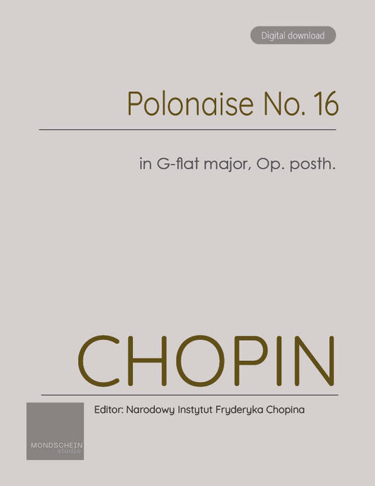 Chopin - Polonaise No. 16 in G-flat major, Op. posth. (PDF Sheet Music / Digital Download)