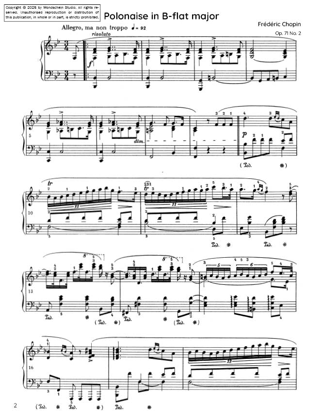 Chopin - Polonaise No. 9 in B-flat major, Op. posth. (PDF Sheet Music / Digital Download)