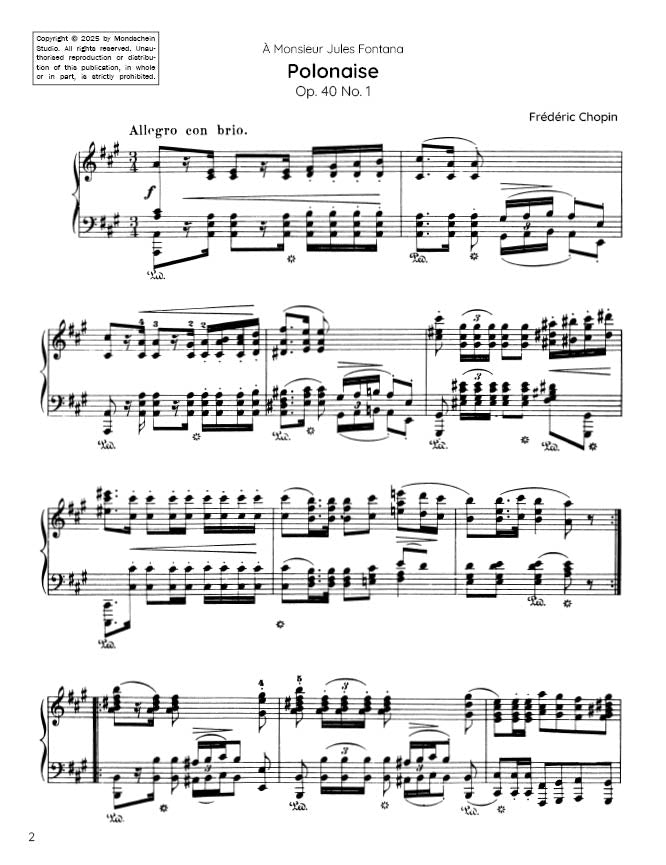 Chopin - Polonaise in A major, Op. 40 No. 1 (PDF Sheet Music / Digital Download)