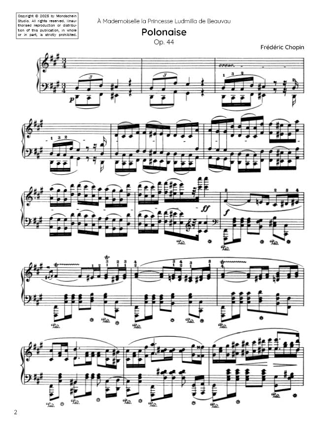 Chopin - Polonaise in F-sharp minor, Op. 44 (PDF Sheet Music / Digital Download)