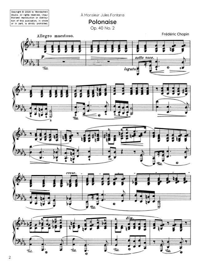 Chopin - Polonaise in C minor, Op. 40 No. 2 (PDF Sheet Music / Digital Download)