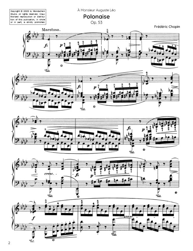 Chopin - Polonaise No. 6 in A-flat major, Op. 53 "Heroic" (PDF Sheet Music / Digital Download)