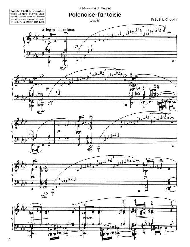 Chopin - Polonaise No. 7 in A-flat major, Op. 61 "Polonaise-fantaisie" (PDF Sheet Music / Digital Download)
