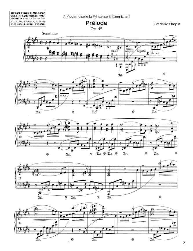 Chopin - Prélude No. 25, Op. 45 (PDF Sheet Music / Digital Download)