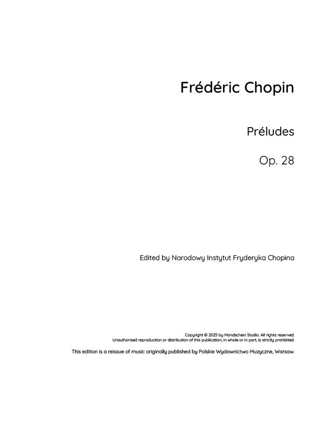 Chopin - Préludes, Op. 28 (PDF Sheet Music / Digital Download)