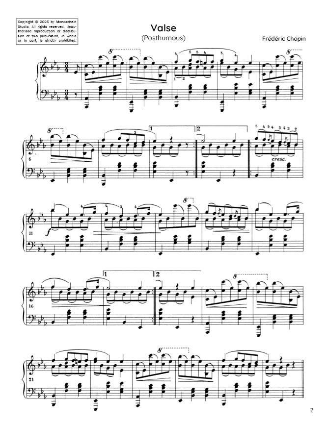 Chopin - Valse No. 17 in E-flat major, Op. Posth. (PDF Sheet Music / Digital Download)