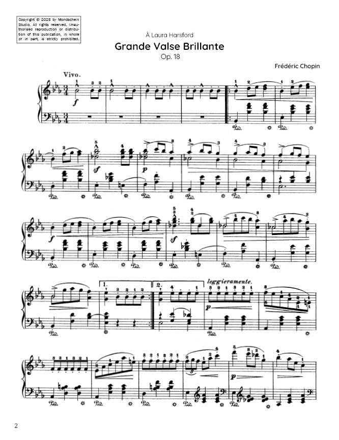 Chopin - Valse No. 1 in E-flat major, Op. 18 "Grande Valse Brillante" (PDF Sheet Music / Digital Download)