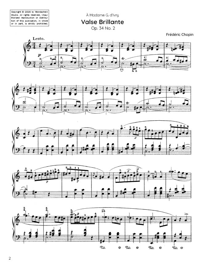 Chopin - Valse No. 3 in A minor, Op. 34 No. 2 "Valse Brillante" (PDF Sheet Music / Digital Download)