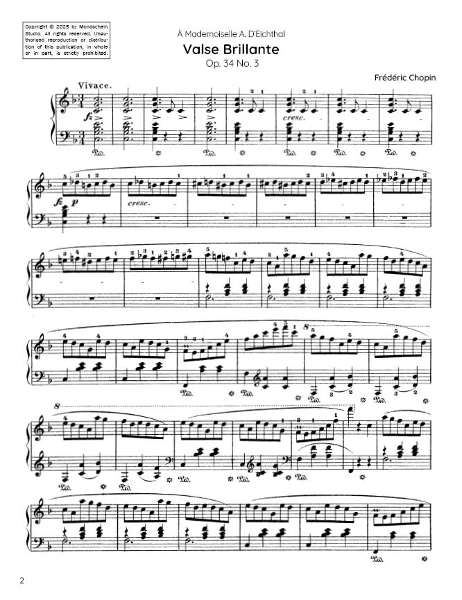 Chopin - Valse No. 4 in F major, Op. 34 No. 3 "Valse Brillante" (PDF Sheet Music / Digital Download)