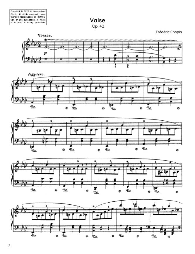 Chopin - Valse No. 5 in A-flat major, Op. 42 (PDF Sheet Music / Digital Download)