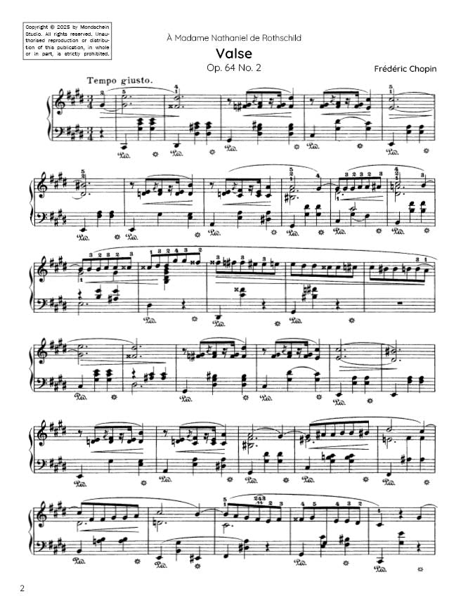 Chopin - Valse No. 7 in C-sharp minor, Op. 64 No. 2 (PDF Sheet Music / Digital Download)