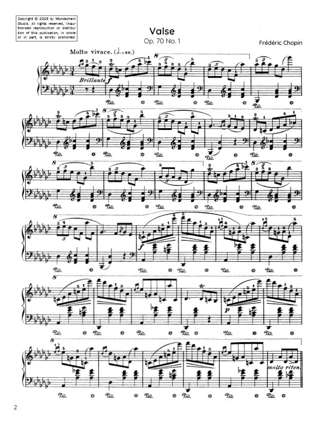 Chopin - Valse No. 11 in G-flat major, Op. 70 No. 1 (PDF Sheet Music / Digital Download)