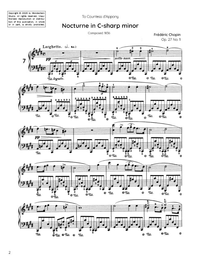 Chopin - Nocturne No. 7, Op. 27 No. 1 (PDF Sheet Music / Digital Download)