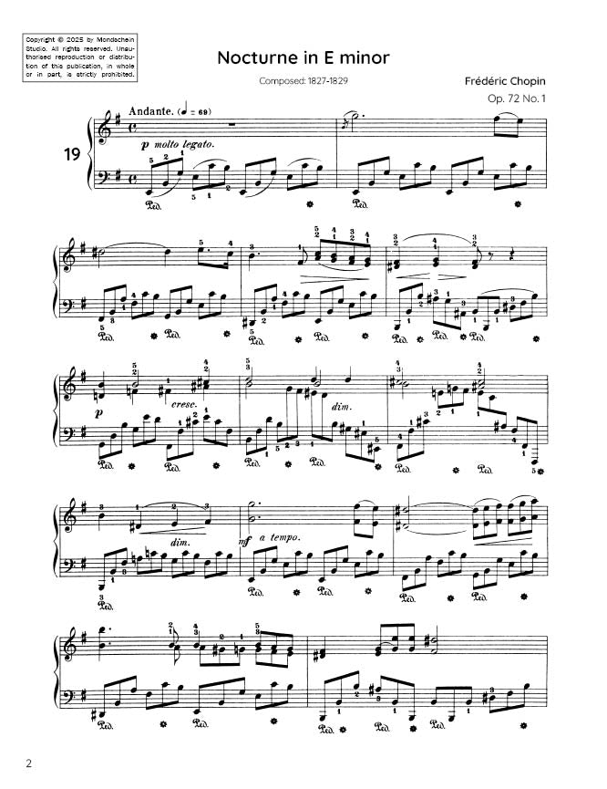 Chopin - Nocturne No. 19, Op. 72 No. 1 (PDF Sheet Music / Digital Download)