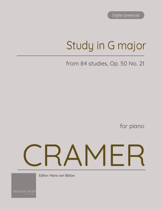 Cramer - Study in G major, Op. 50 No. 21 (PDF Sheet Music / Digital Download)