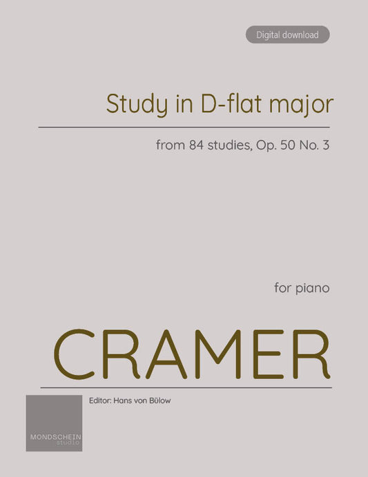 Cramer - Study in D-flat major, Op. 50 No. 3 (PDF Sheet Music / Digital Download)