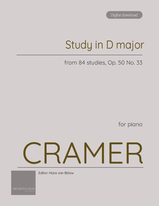 Cramer - Study in D major, Op. 50 No. 33 (PDF Sheet Music / Digital Download)