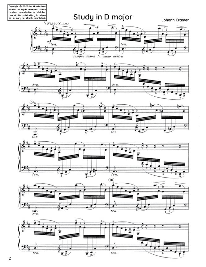 Cramer - Study in D major, Op. 50 No. 33 (PDF Sheet Music / Digital Download)