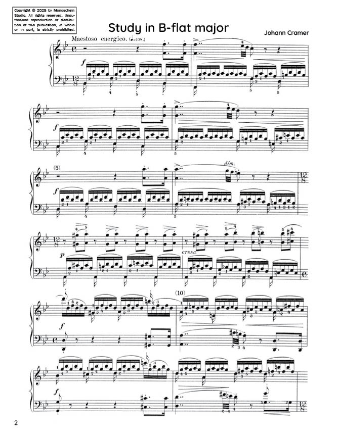 Cramer - Study in B-flat major, Op. 50 No. 64 (PDF Sheet Music / Digital Download)