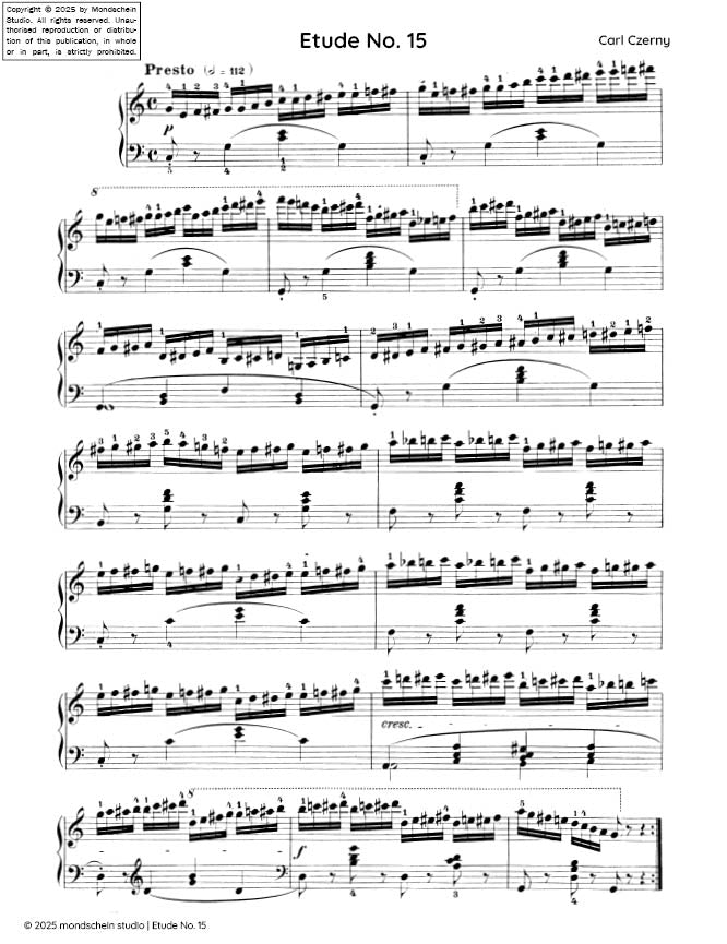 Czerny - Etude No. 15 from Die Schule der Geläufigkeit, Op. 299 (PDF Sheet Music / Digital Download)