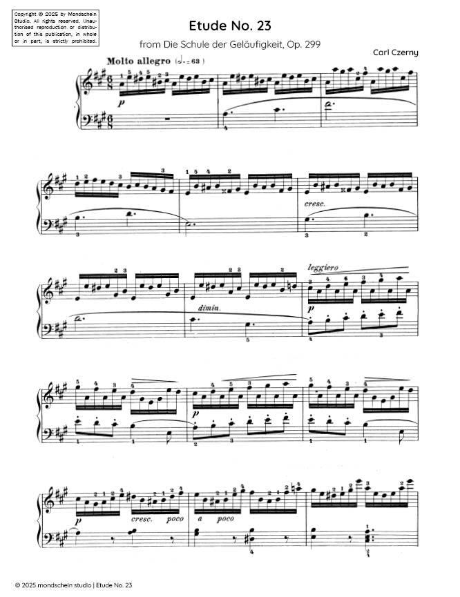 Czerny - Etude No. 23 from Die Schule der Geläufigkeit, Op. 299 (PDF Sheet Music / Digital Download)