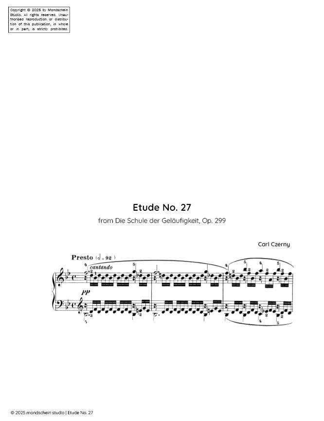Czerny - Etude No. 27 from Die Schule der Geläufigkeit, Op. 299 (PDF Sheet Music / Digital Download)
