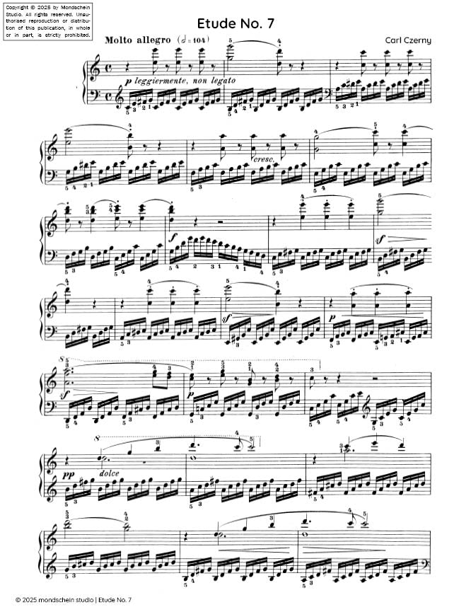 Czerny - Etude No. 7 from Die Schule der Geläufigkeit, Op. 299 (PDF Sheet Music / Digital Download)