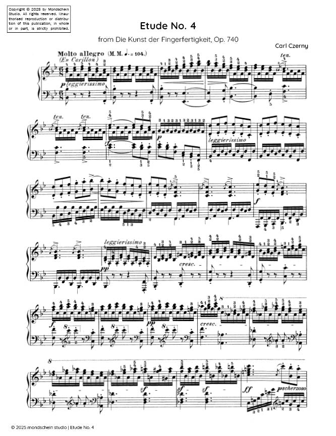 Czerny - Etude No. 4 from Die Kunst der Fingerfertigkeit, Op. 740 (PDF Sheet Music / Digital Download)
