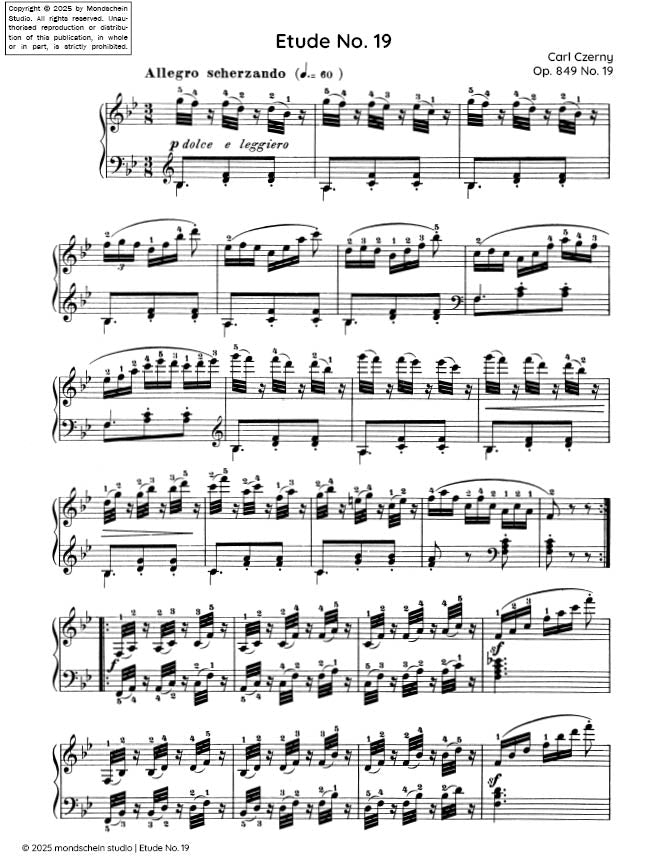 Czerny - Etude No. 19 from 30 Études de mécanisme, Op. 849 (PDF Sheet Music / Digital Download)