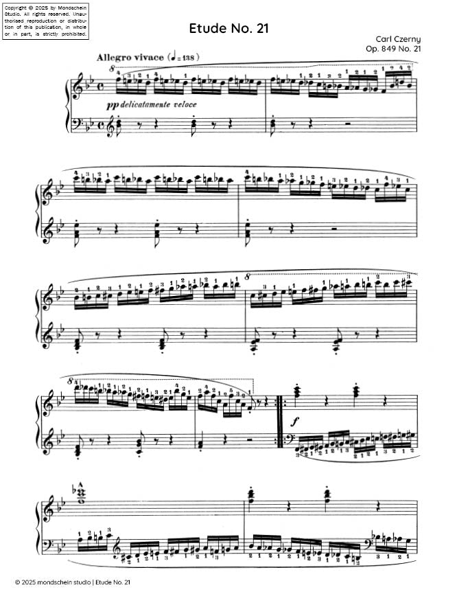 Czerny - Etude No. 21 from 30 Études de mécanisme, Op. 849 (PDF Sheet Music / Digital Download)
