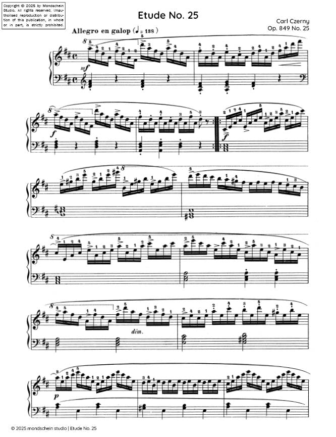 Czerny - Etude No. 25 from 30 Études de mécanisme, Op. 849 (PDF Sheet Music / Digital Download)
