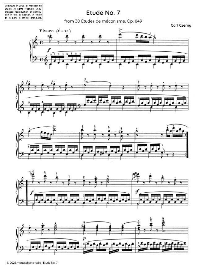 Czerny - Etude No. 7 from 30 Études de mécanisme, Op. 849 (PDF Sheet Music / Digital Download)
