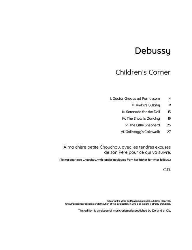 Debussy - Children's Corner (PDF Sheet Music / Digital Download)
