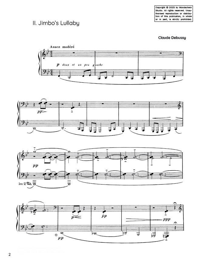 Debussy - Jimbo's Lullaby No. 2 from Children's Corner (PDF Sheet Music / Digital Download)