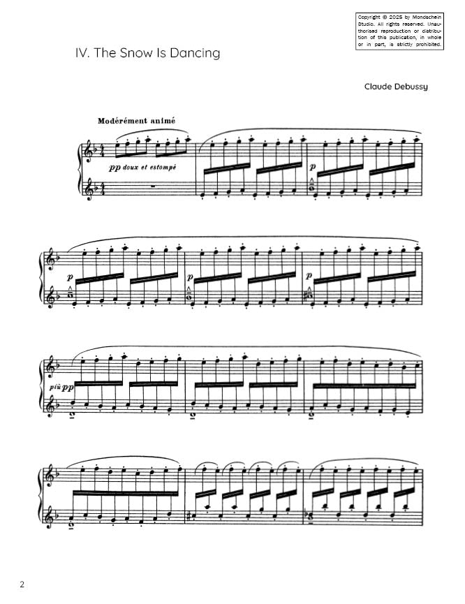Debussy - The Snow Is Dancing No. 4 from Children's Corner (PDF Sheet Music / Digital Download)