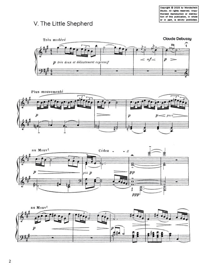 Debussy - The Little Shepherd No. 5 from Children's Corner (PDF Sheet Music / Digital Download)