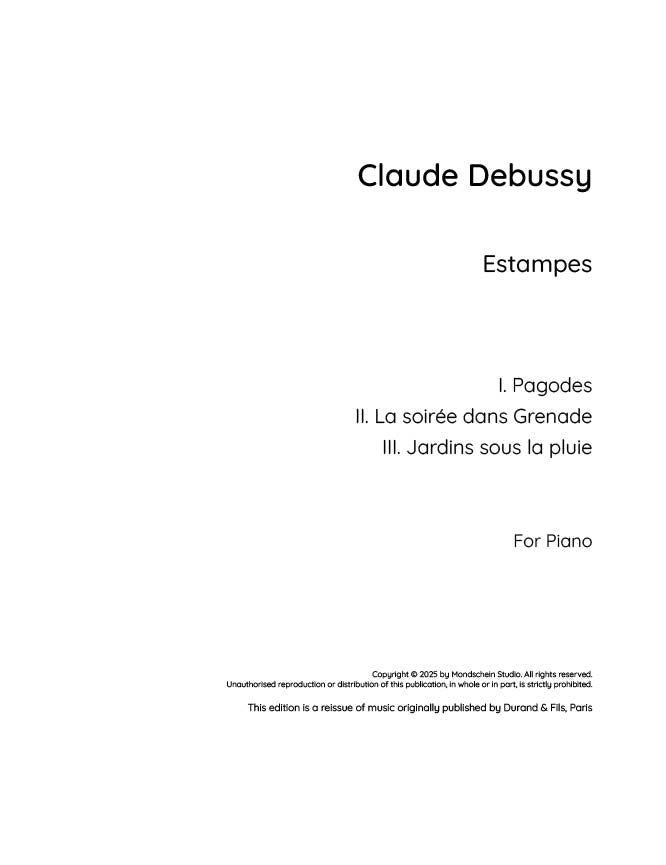 Debussy - Estampes (PDF Sheet Music / Digital Download)